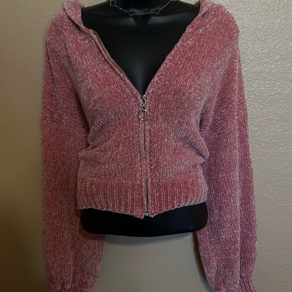 Misguided Cozy Pink Zip-Up Hoodie